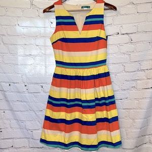Pit + Larkin Orange Yellow Striped Sleeveless Lined Dress Size Medium